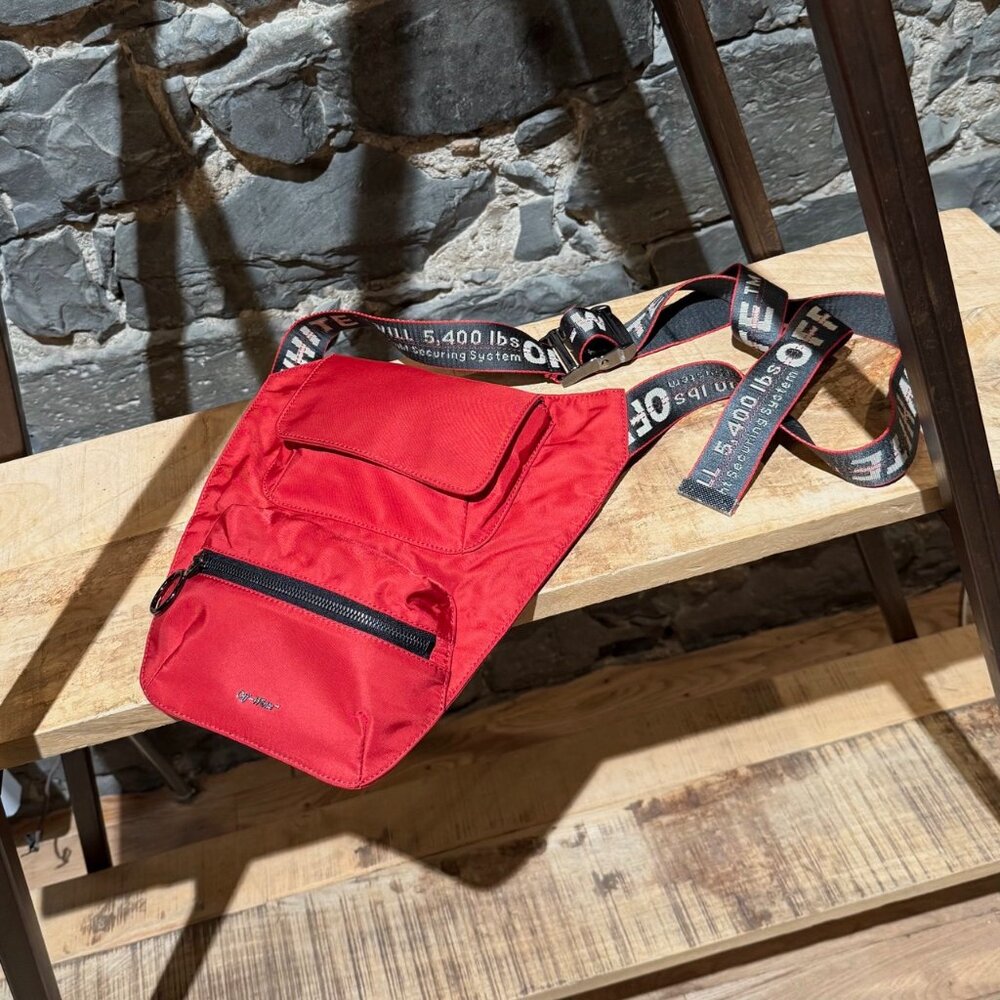 Off-White Red Nylon Industrial Strap Crossbody Bag